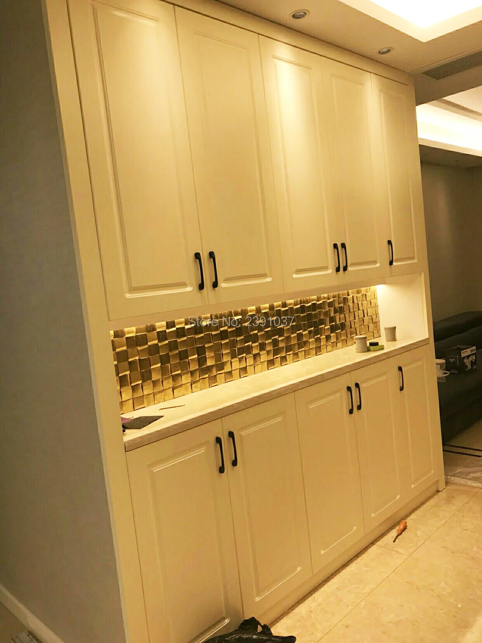 2022 new luxurious gold metal art mosaic 3d stainless steel mosaic tile kitchen backsplash tv counter background wall tiles free global shipping