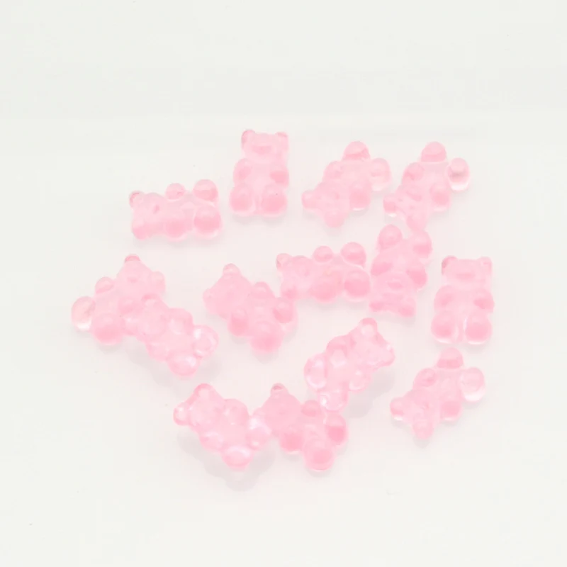 Pink 50 шт. 17x11 мм Смешанная прозрачная смола медведь кабошоны украшения ремесла украшения для скрапбукинга Diy аксессуары - Цвет: Pink