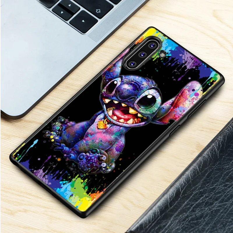 Disney Cartoon Animation Lilo Stitch For Samsung Galaxy S22 S21 S20 FE Ultra S10 Lite S9 S8 Plus S7 5G Silicone Black Phone Case