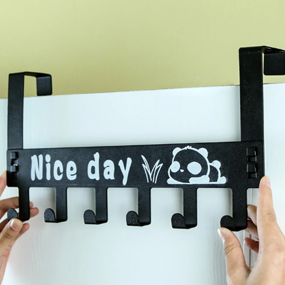 

Six-Row Carbon Steel Hook Door-Back Traceless Hook Clothes Hanger Hooks Kitchen Bedroom Door Rack Towel Holder High Quality