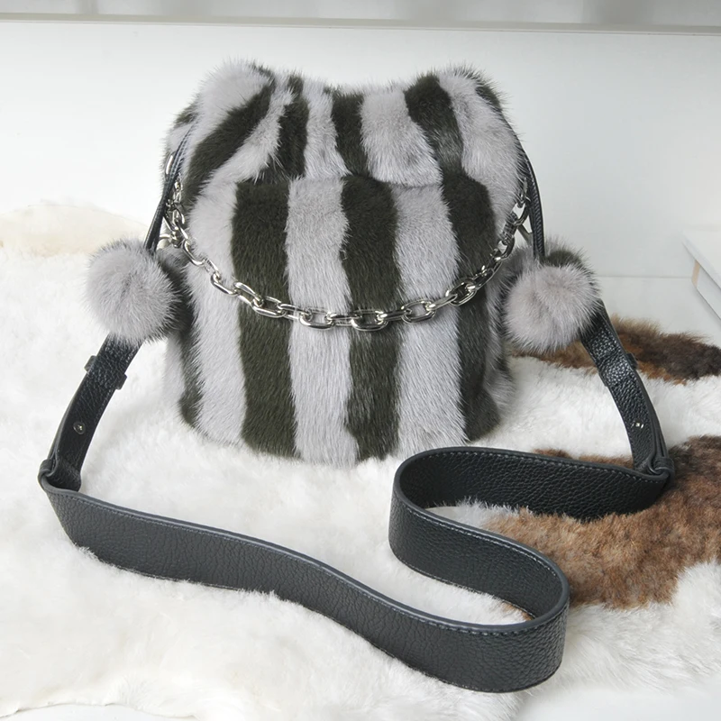 Сумка через плечо женская из натурального меха норки 2021 | Багаж и сумки