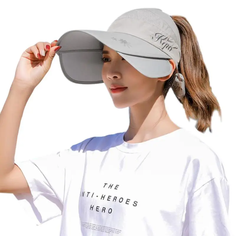 

Women Retractable Wide Brim Sun Visor Hat Empty Top Bowknot Cycling Baseball Cap