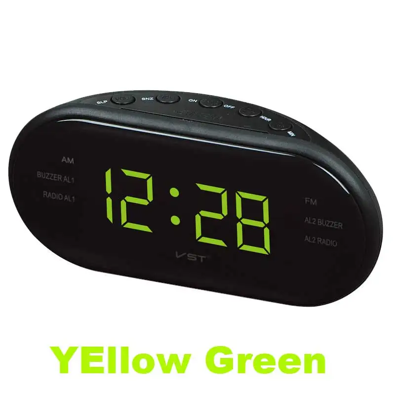 yellow Word AM/FM светодиодное радио с часами, двойные сигналы, функция повтора сна на выходе, большой цифровой дисплей для спальни, таймер выключения - Цвет: yellow Word