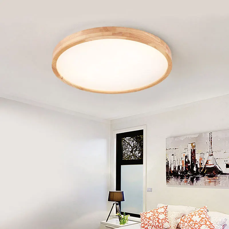 Светодиодная потолочная лампа круглый деревянный современный светильник в