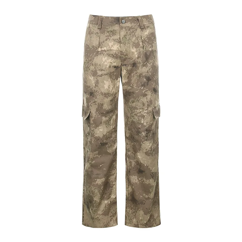 

Summer New Women Pants Desert Camouflage Printed Street Loose Casual Straight-Leg Pants High Waist Pants