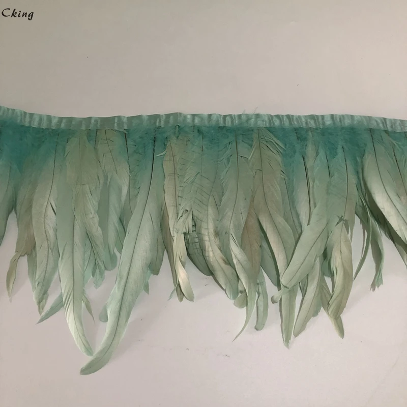 Cking 2 метра 6-8 дюймов ширина мятно-зеленый с перьями из хвоста петуха отделка Coque