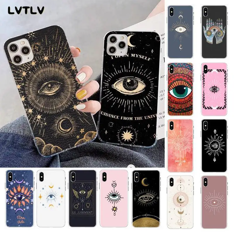 

Evil Eye Moon Phase Art Print Black Soft Shell Phone Case for iPhone 13 11 pro XS MAX 8 7 6 6S Plus X 5S SE 2020 XR fundas