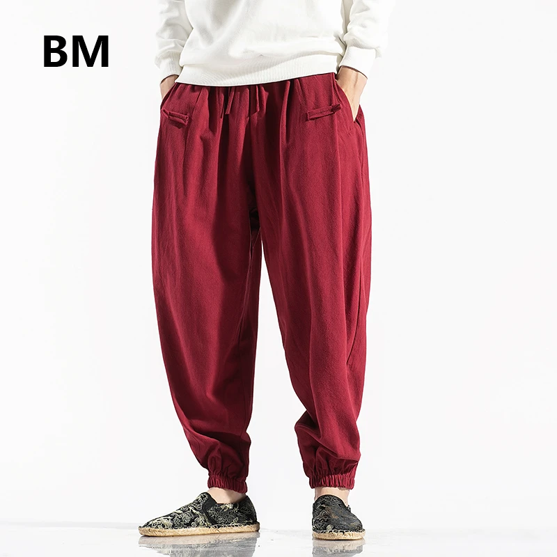 Осенние свободные хлопковые спортивные штаны 2020 в китайском стиле размера плюс