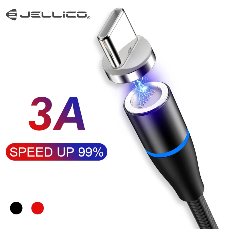 Jellico LED Магнитный Micro USB кабель QC3.0 Быстрая зарядка Type C магнит зарядное устройство