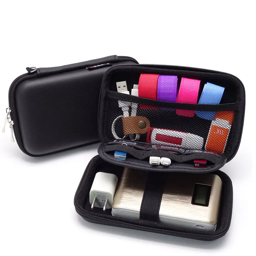 

Portable External 2.5 Inch Hard Drive Bag Shockproof Carrying Case Multi Function Pouch Case Headphone Cable Mini Bag Black