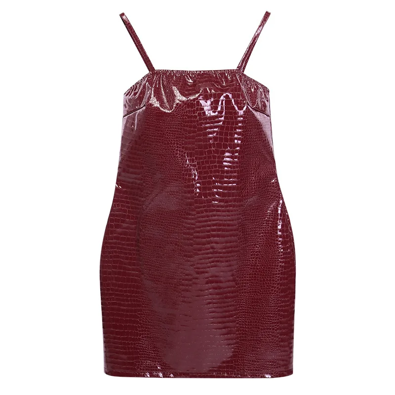 2020 Новое поступление сексуальное облегающее платье из искусственной кожи с