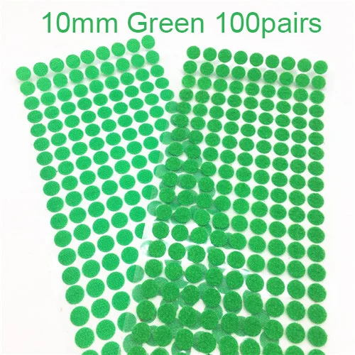 10mm Green 100pairs 10 мм, 100 пар, белая, черная волшебная наклейка, лента для монет с сильным клеем, самоклеющаяся лента для крепления, детский аксессуар «сделай сам» ручной работы - Цвет: 10mm Green 100pairs
