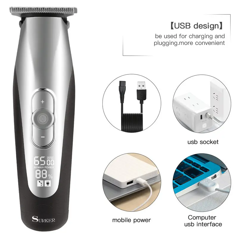 

Portable 2 In 1 Electric Hair Clipper LED Display Haircut Beard Trimmer Shavers Daul Blades Razor For Barber Cutter Machine 45