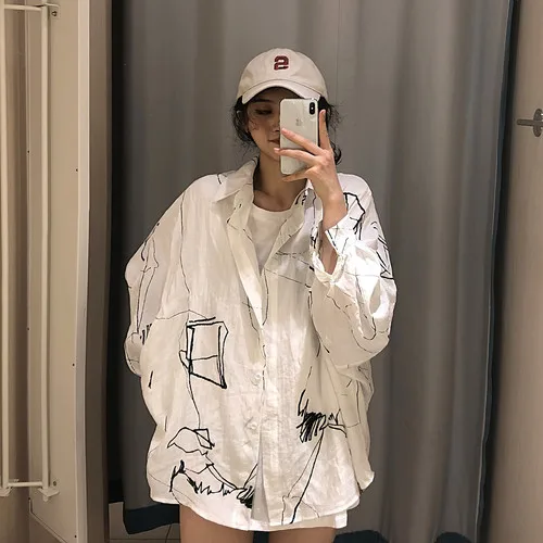 Простой белый Повседневный Свободный корейский стиль негабаритный базовый