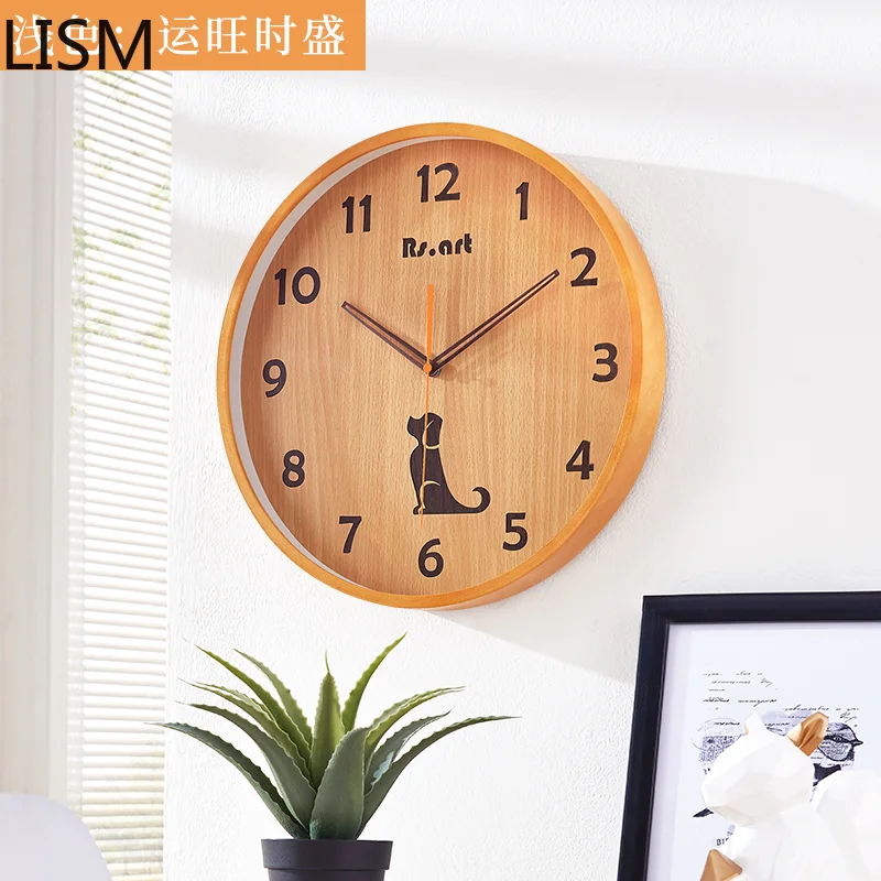 

Wooden Wall Clock Living Room Modern Design Vintage Style Decorations for Home Round Wall Clock Quartz Silent Relogio De Parede