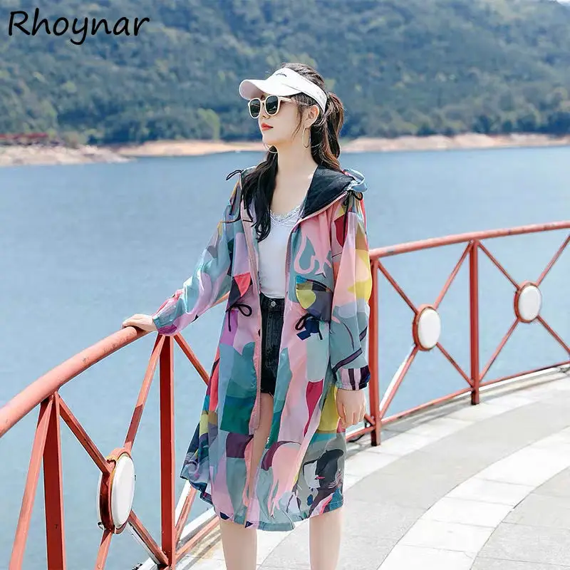 

Oversize Jackets Women Basic Long Fashion With Hat All-match Camouflage Breathable Zipper Straight Full-sleeve Elegant Leisure