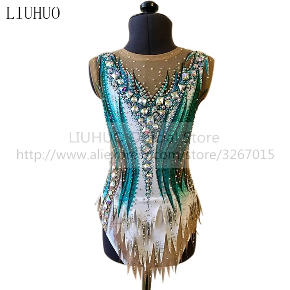 

LIUHUO Women's Girls' performance Rhythmic gymnastics competition Leotard Artistic Costume Ice Skating Dress Dance White Kids