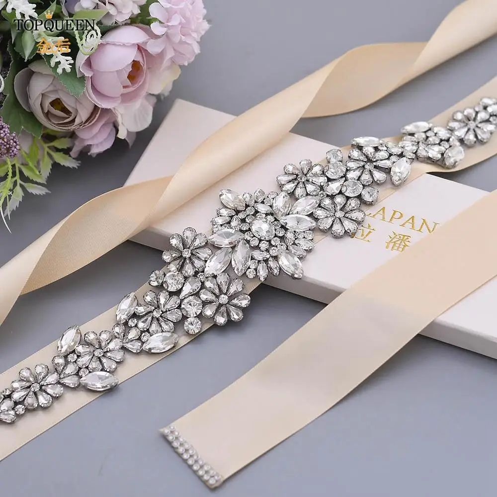 Lavender Dress Sash for Women - Rhinestone Bridal Belt for Wedding Dress & Formal Gowns - TOPQUEEN S325 Party Jewel Belt image 2