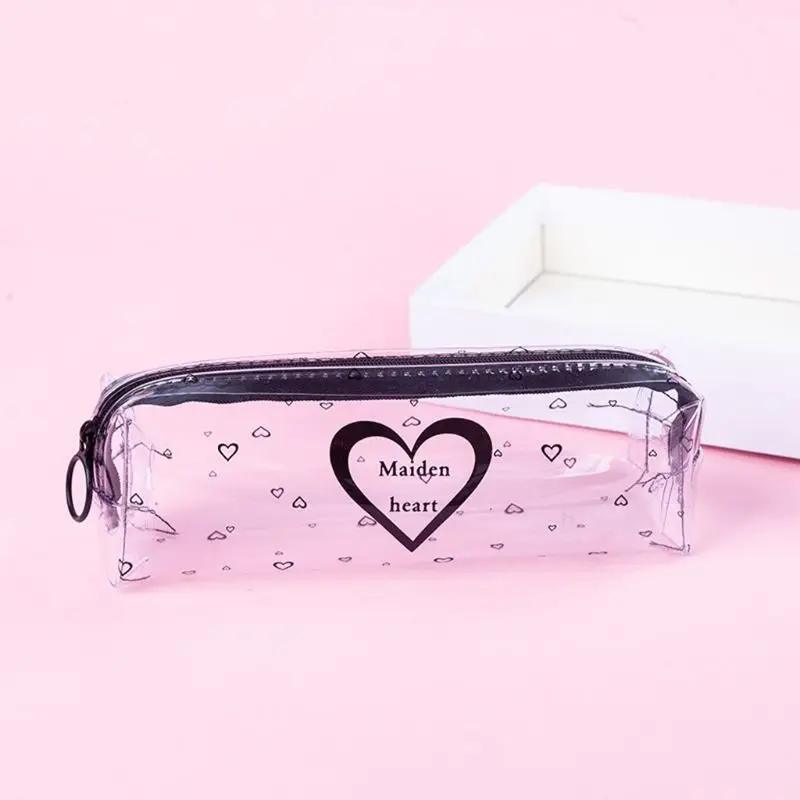

Kawaii Starry Sky Heart Pencil Case Cute Transparent Pencil Box School Stationery