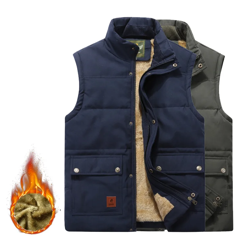 

Multi-pockets Fleece Vests Men Autumn Winter Thicken Warm Waistcoat Actical Plus Size Large Size 8XL Sleeveless Fleece Jacket