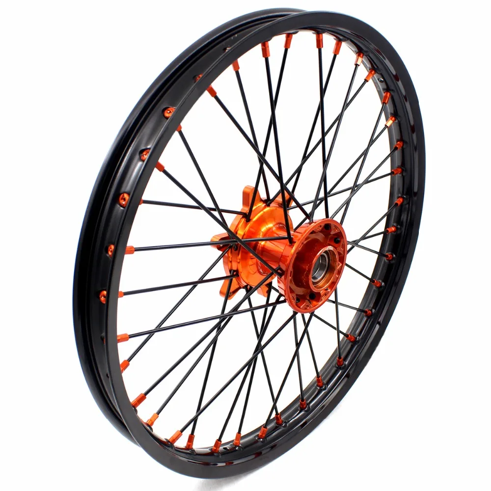 21/18 со спицами отливки колесо для эндуро комплект мотоциклетный обод для KTM SX EXC EXCF 125 150 200 250 300 350 450 500 505 2003- оранжевый/черный