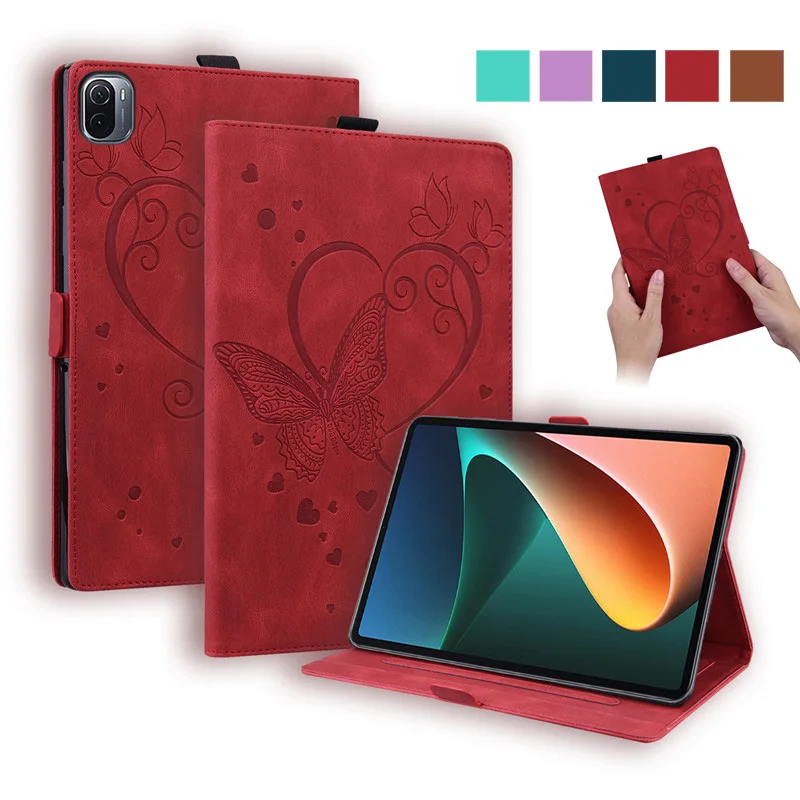 

Кожаный флип-чехол с тисненой бабочкой для Xiaomi Mi Pad 5 Pro, чехол-бумажник для планшета MiPad 5 Pro Mi Pad 5 Pro, чехол