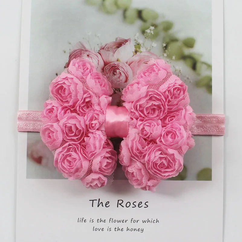 Шифоновая розетка с бантом для девочек эластичный головной убор новорожденных