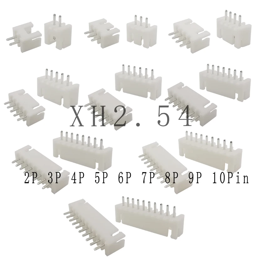 

50Pcs XH 2.54 2.54mm Pitch Pin Header Housing Connector JST XH2.54 2P 3P 4P 5P 6P 7P 8P 9P 10 Pin Male Straight Pin For PCB