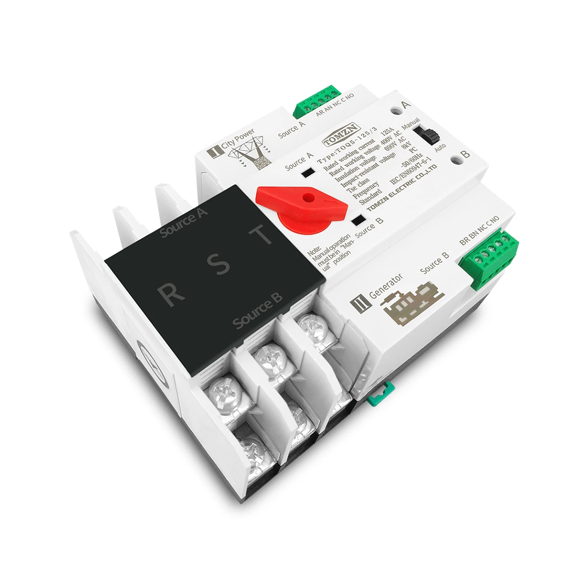 3P 3 Phase Din Rail ATS Dual Power Automatic Transfer Switch Electrical Selector Switches Uninterrupted 63A 100A 125A - купить по