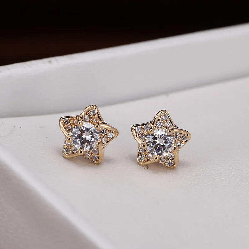 

DE371 Fashion Refined Grace Street Shot Zircon Pentagram Earrings Gift Party Banquet Woman Jewelry Earrings