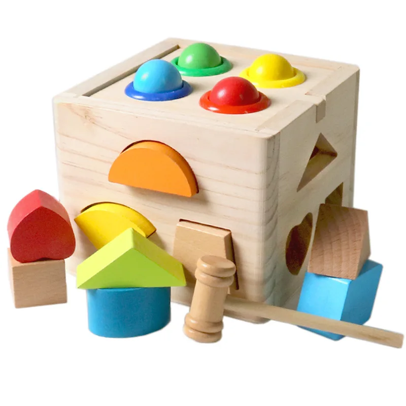 

Montessori Color Shape Cognitive Matching Knock Training Baby Limb Ability Hand-Eye Coordination Early Educational Wooden Toy