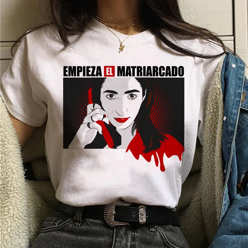 

Maycaur La Casa De Papel Tshirt Money Heist Tees TV Series T Shirt Women Short Sleeve House of Paper Funny Female T-Shirt Tops