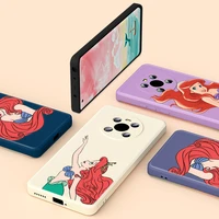 the little mermaid disney for huawei y5 y6 y7 y9 pro prime 2019 y7p 2020 y5p y6p y7a y9a y9s y6s liquid silicone tpu phone case