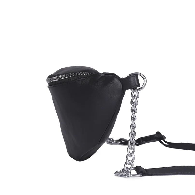 Модная забавная поясная сумка на цепочке женская сумочка из искусственной кожи