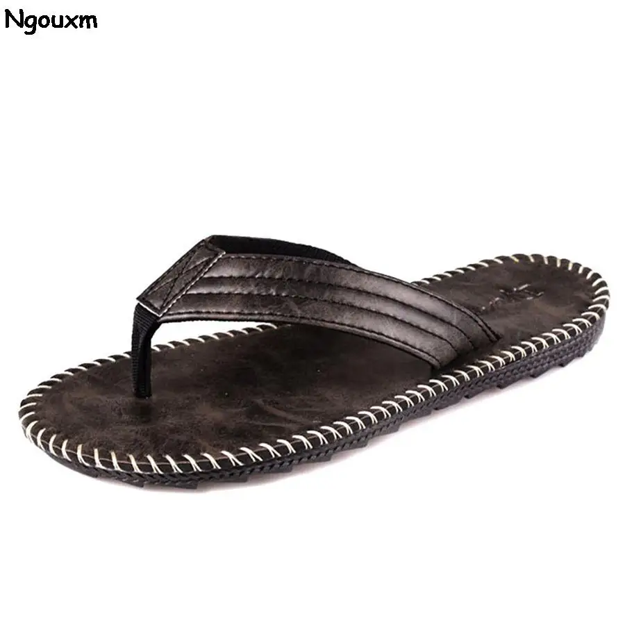 

Nougxm Summer Beach Flip Flops Men Fashion Sewing Style Slippers Beach Outdoor Non-slip Slippers High Quality zapatos hombre
