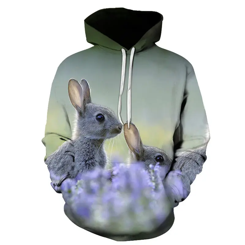 

2020 new fashion sportswear rabbit 3d printing hoodie sweatshirt pullover animal streetwear S-6XL