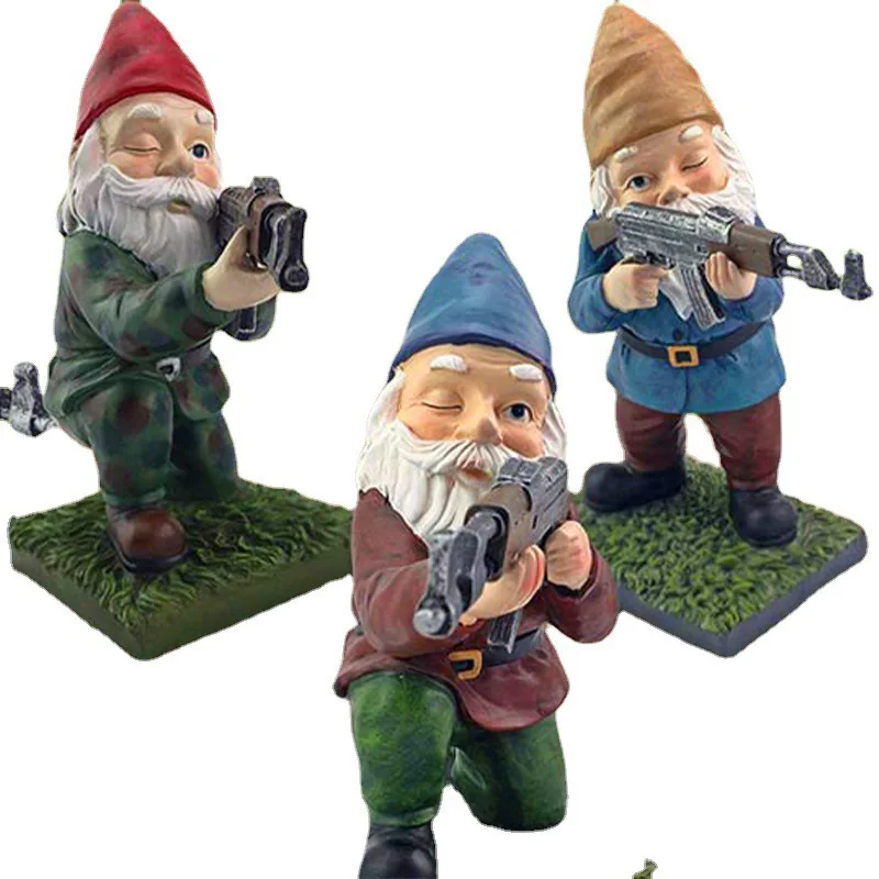 

1pcs Mini Army Battle Gnome Dwarfs Resin Statue DIY Bonsai Decoration For Desk Outdoor Garden Sculpture Decor Accessories