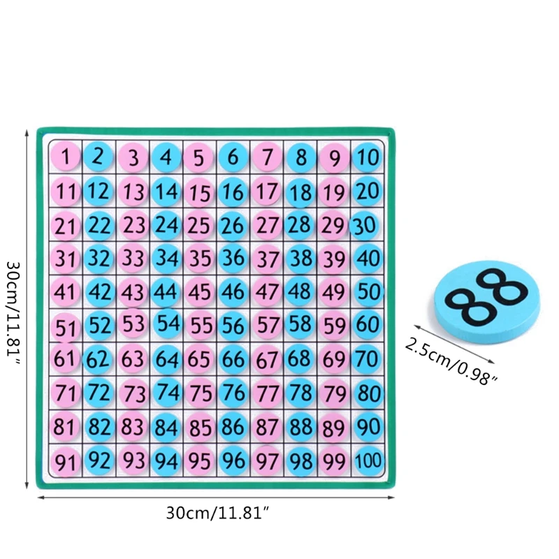 

Wooden Math Learning Board Toy Montessori 1-100 Numbers Hundreds Board Counting Early Education Toy for Children