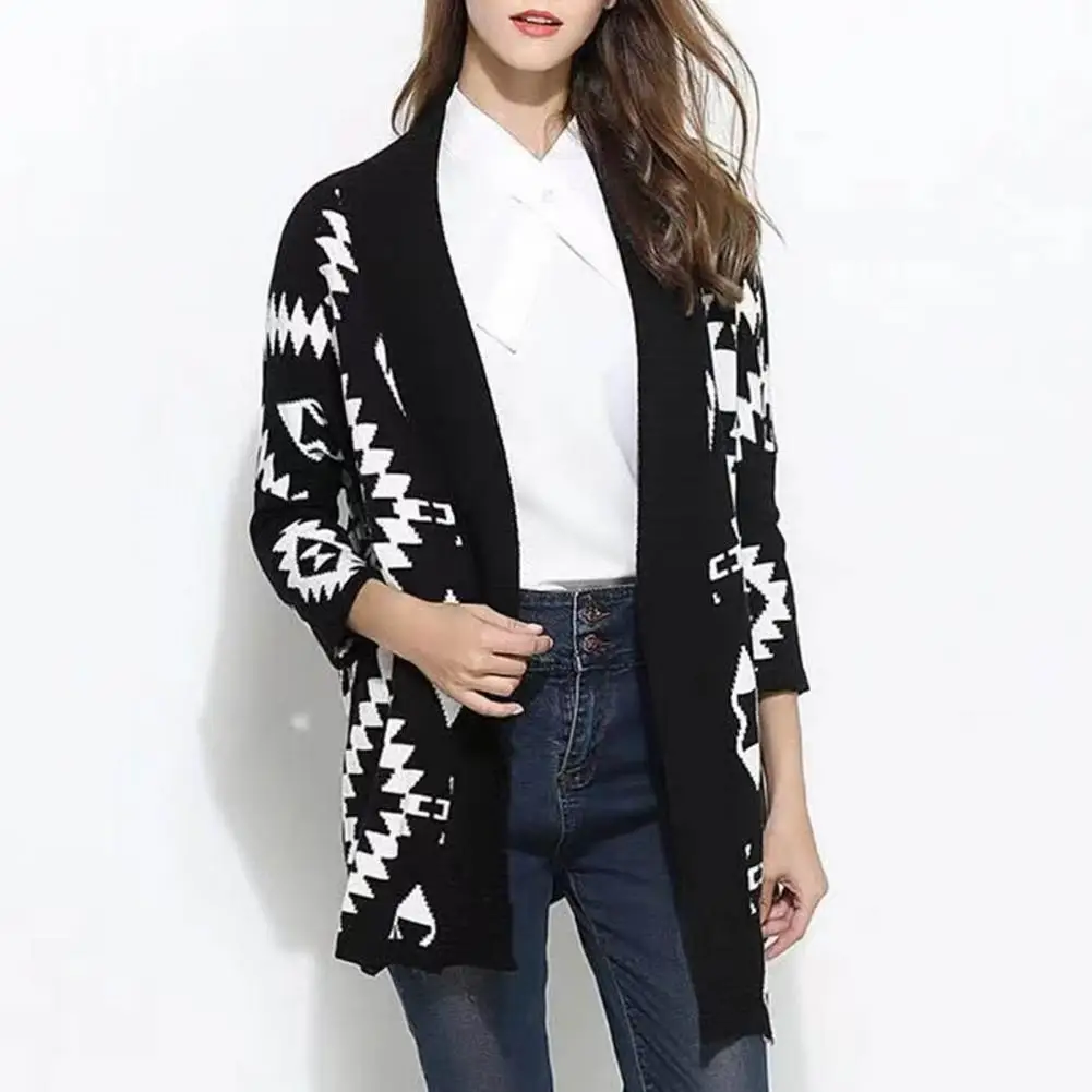 

Lady Sweater Coat 2021 Cardigan Knitted Casual Ethnic Vintage Print Winter Sweater Coat for Daily Wear
