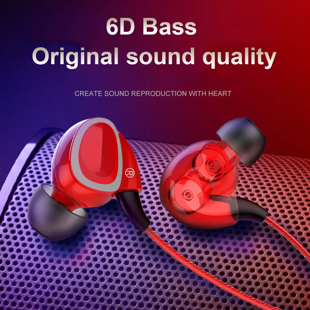 HIFI Earphone Dual Dynamic Driver 3.5MM Headset Bass Stereo Earbuds With Mic | Электроника