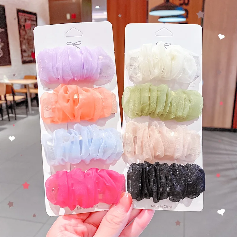 

Mesh fold hairpin sweet girl side clip simple hair accessories