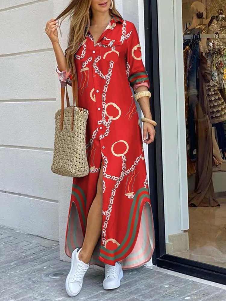 Осеннее праздвечерние чное платье в стиле бохо рубашка с длинным рукавом и