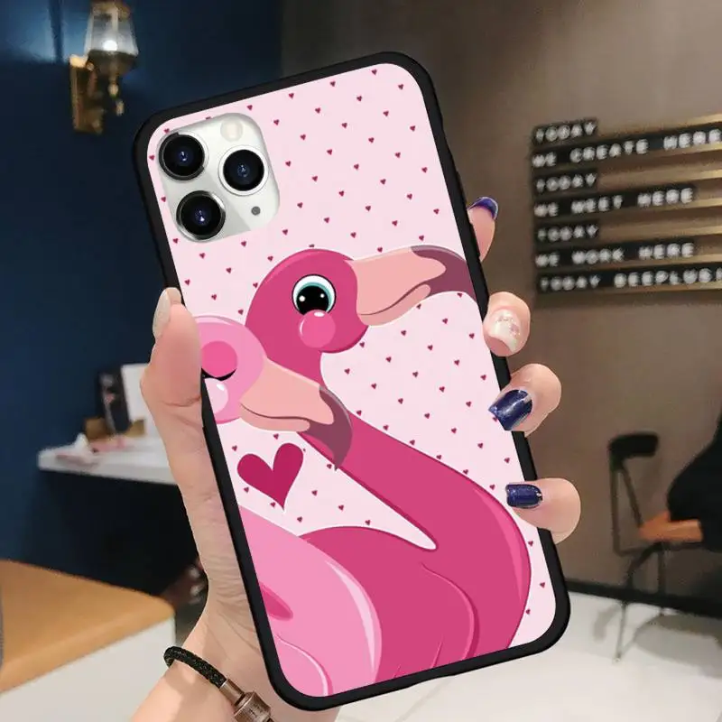 

Flamingo pink love cute Phone Case for iPhone 11 12 pro XS MAX 8 7 6 6S Plus X 5S SE 2020 XR Soft silicone