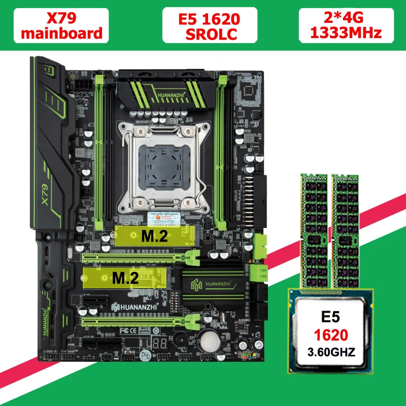 Online HUANANZHI V 2,49 X79 Motherboard CPU RAM Combos Xeon E5 1620 SROLC CPU 8G DDR3 RECC Memorry Alle Gute Getestet 2 Jahre Garantie