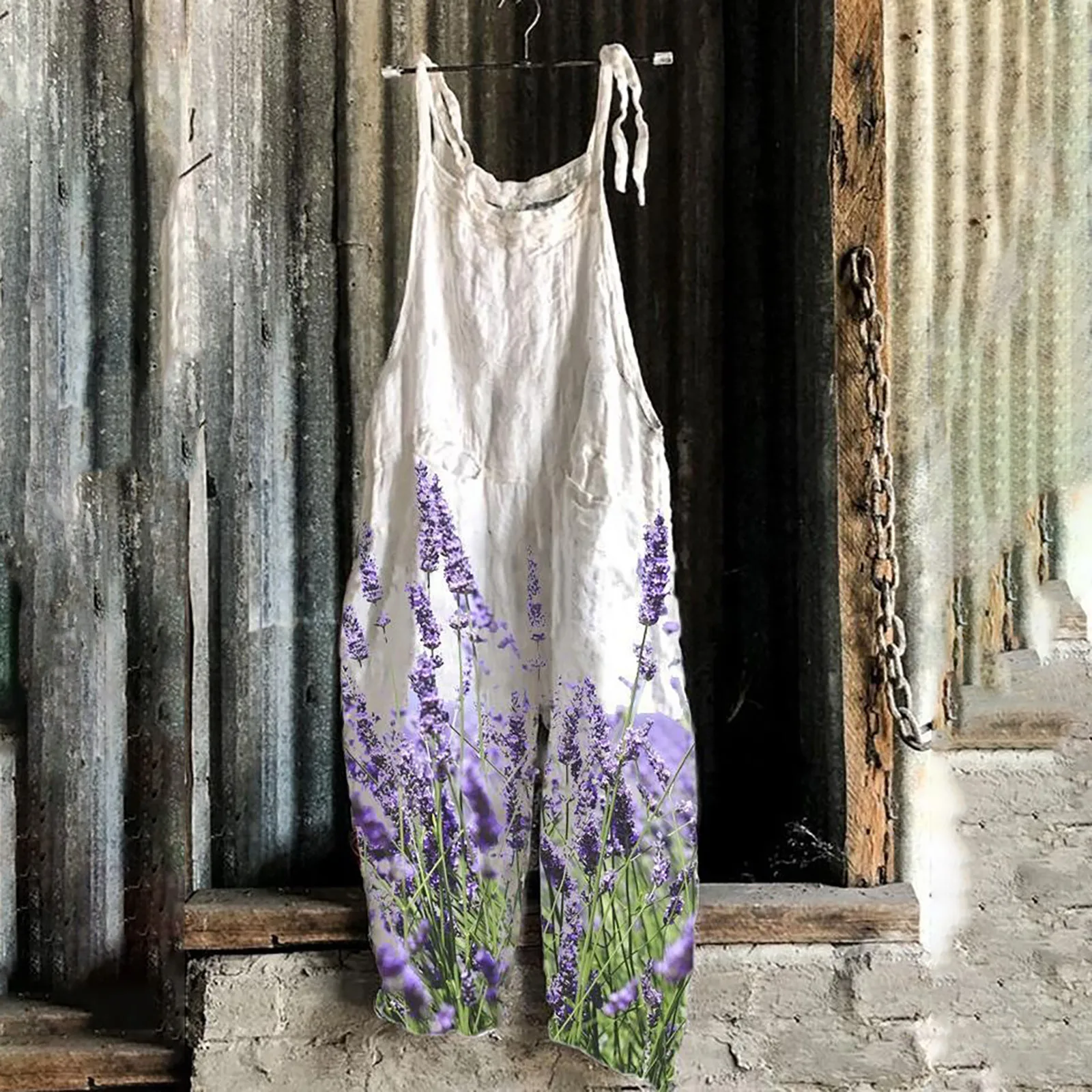 

Ethnic Style Floral Print Women's Jumpsuit Overalls Summer Fashion Casual Ladies Retro Off-Shoulder Sleeveless Wide-Leg Jumpsuit
