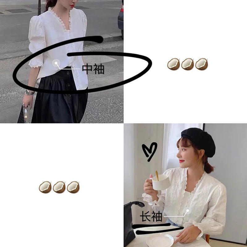 

XUXI Fashion Mid-length Sleeve White Shirt Sexy Lace Bubble Sleeves Chemise Femme Womens Tops And Blouses 2020 Shirts FZ2106