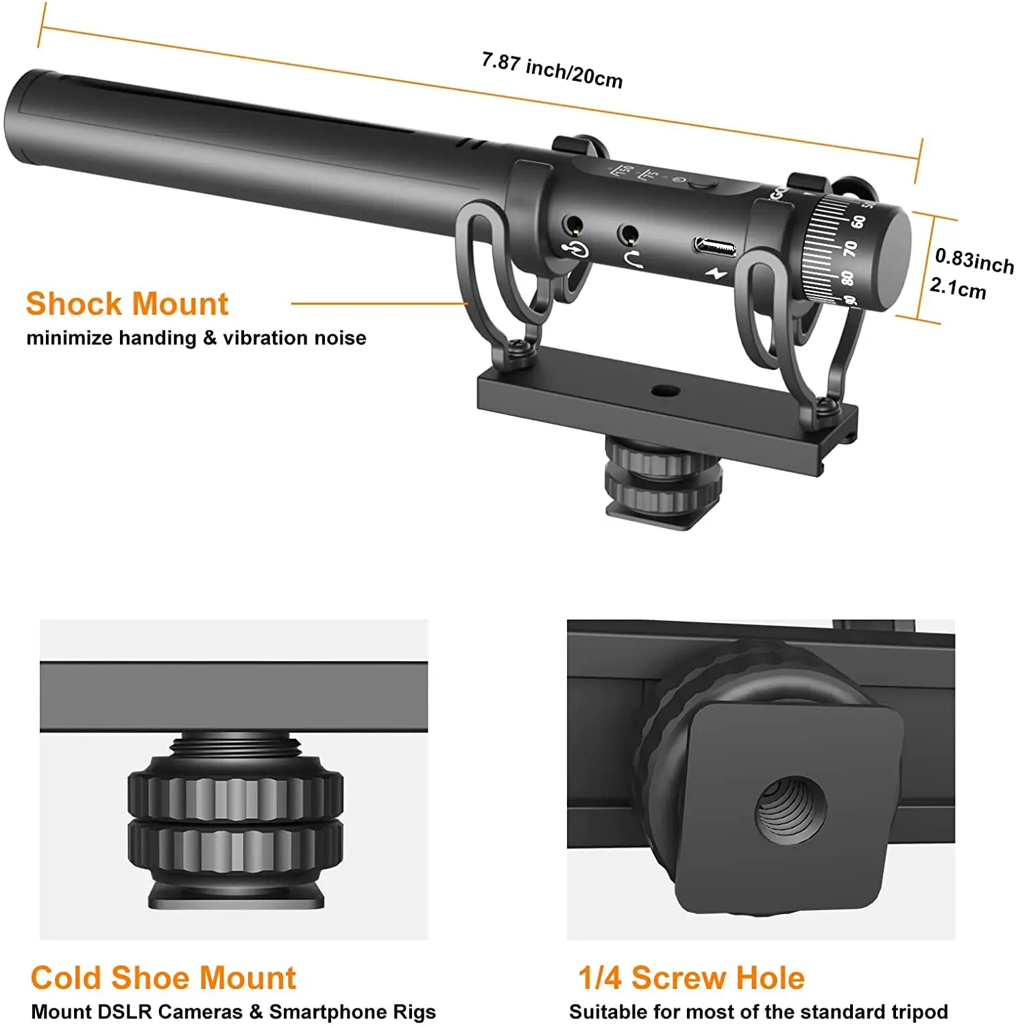 Микрофон для фотоаппарата со встроенным креплением Hhockmount и ветровым стеклом -