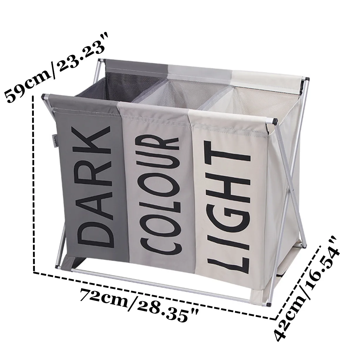 

X-shape Foldable Dirty Laundry Basket Organizer Collapsible 3 Grids Home Laundry Hamper Sorter Large Laundry Storage Basket