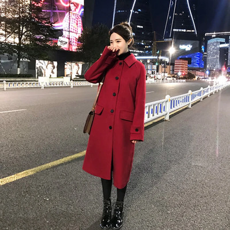 Пальто женское из смесовой шерсти с длинным рукавом Осень-зима | Женская одежда