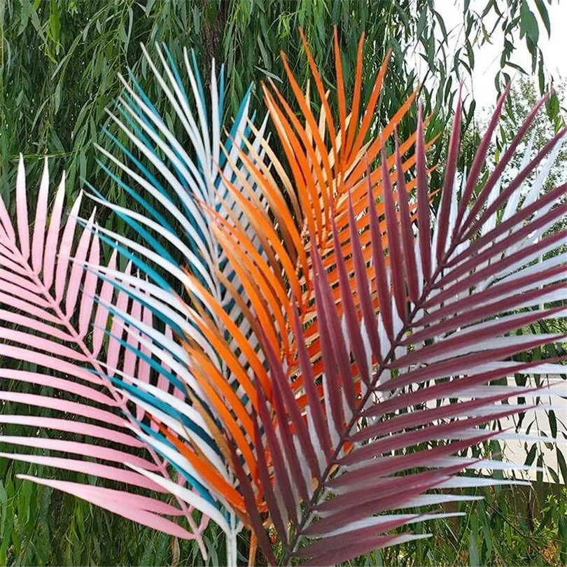 

10pcs Artificial Single Palm Leaf Simulation Plant Plastic Palm Tree Branch Greenery Plant for Floral Arrangement Palm Sunday